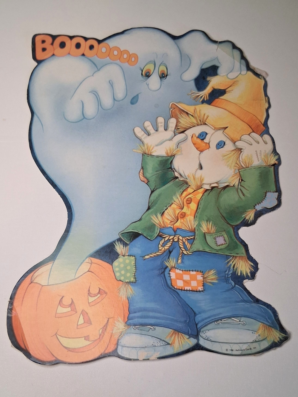 Hallmark Halloween Scarecrow Ghost Art Print - Orange, Blue, Green